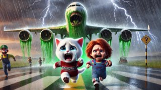 Kitten Chucky Halloween Vacation🎃Airplane Monster✈️😈 cat ai catlover catvideos cutecat aicat [upl. by Irby]