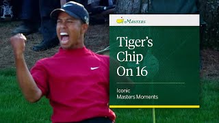 Tiger Woods Chip on 16  Iconic Masters Moments [upl. by Venator]