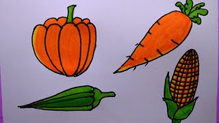 How To Draw Vegetables EasyDrawing Vegetables [upl. by Slemmer155]