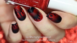 Darkanti Valentines Day nail art  Scaled gradient technique [upl. by Clyde718]