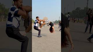 Guess the place gymnast acrobat acrobatics action stunt balance couplegoals publicreaction [upl. by Ikim]