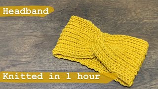 Knitted headband Hand knitted headband Knitted in 1 hour quick and easy Knitting tutorial [upl. by Materse]