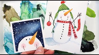 NEW Watercolor Snowmen Tutorial Step by Step  for Beginners Christmas craftsChristmas cards [upl. by Constantina]