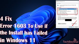 5 Fix Error 1603 to use if the Install has Failed Windows 11 [upl. by Lehcyar]