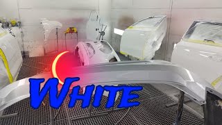 Tinsmith work Car Painting White colours Glasurit base SATA HVLP Iwata WS400 Clear RM [upl. by Anitra]