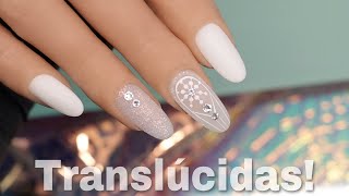 Uñas blancas Translúcidas para Navidad 💅🏻☃️ [upl. by Eimot]