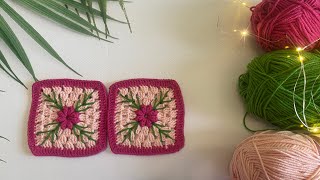 Çiçekli Kare Motif Yapımı 🌸 Beautiful Floral Crochet Motif Making [upl. by Gianni]