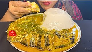 NIGERIAN FOOD FUFU EATING WITH TILAPIA FISH  First Time Trying Fufu with Tilapia fishEating video [upl. by Ahsihat]