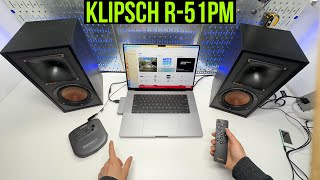 Powered Speakers Klipsch R51PM Full Review USB Bluetooth Phono Aux inputs [upl. by Erica]