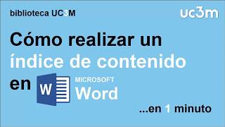 Cómo hacer un índice automático de contenidos en Word [upl. by Annyl]