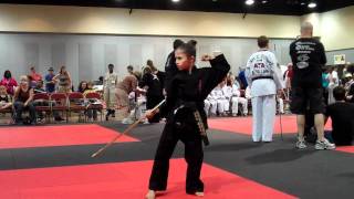 8 Year Old Rayna Martial Arts Stick Fighting Demonstration Taekwondo [upl. by Dempster964]