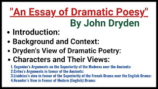 An Essay of Dramatic Poesy by John DrydenLiterary Criticism [upl. by Gelman966]