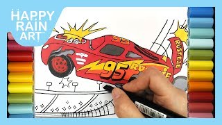 How to color CARS 3 LIGHTNING McQUEEN CRASH SCENE  Easy stepbystep for kids  Art colors [upl. by Howzell]