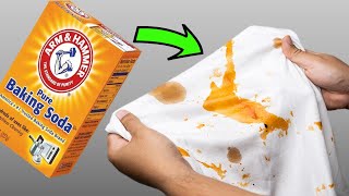 How to Remove STAINS on Clothes With BAKING SODA INK GREASE WINE GRASS VOMIT BLOOD STAINS [upl. by Enelrats]