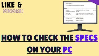 HOW TO CHECK THESPECS ON YOUR PC [upl. by Aurora909]