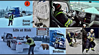 How i Driving Truck in North Canada in Snow Storm  No Roads  No Network  Life at Risk [upl. by Mosira]