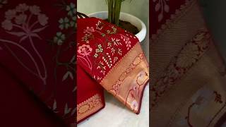 Banarasi dupion embroidery work saree booking 9500757325 [upl. by Annair]