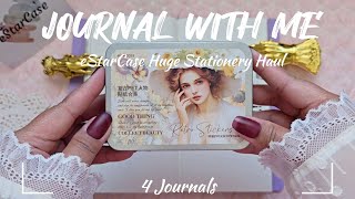 ASMR Journaling 4 Journals  Huge Stationery Haul ft estarcase [upl. by Graham]