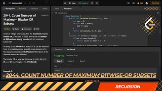 LEETCODE DAILY QUESTION 2044  Count Number of Maximum BitwiseOR Subsets  Is Kabir Coding coding [upl. by Mcgregor158]