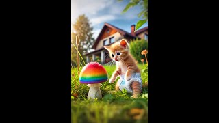 Kitten with rainbow slime 🌈😺 cat kitten cute [upl. by Aynatan690]