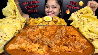 SPICY KFC STYLE FRIED CHICKEN LEG PIECE CURRY WITH BUTTER RUMALI ROTI AND EGG BIRYANI  FOOD MUKBANG [upl. by Chak]