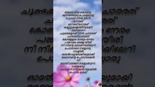 chandu kudanjoru💞✨✨✨💞 chandupottu malayalam lyrics dileep shorts shahabazaman sujathamohan [upl. by Rudin]