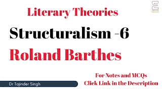 Structuralism 6  Roland Barthes  Literary Theory  NTA NET PGT TGT English [upl. by Bret]