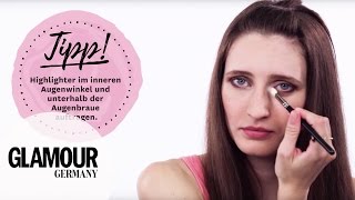 how to Augen größer schminken  Augen richtig schminken I Tipps amp Tricks I GLAMOUR Beauty Tutorial [upl. by Pascha]