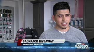 Verizon stores host backpack giveaway [upl. by Talbert]