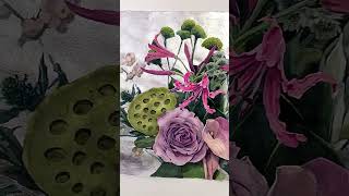 “Gėlių magija””The Magic of Flowers”aquarelle paintingprocess flowers [upl. by Feodor]