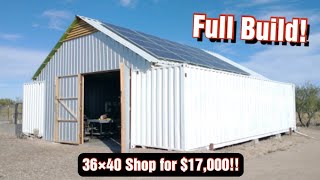 FULL BUILD Shipping Container Shop  BEST OffGrid Structure with Solar amp Storage [upl. by Nohsav]