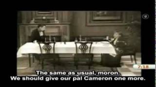 90th Euro summit  ARD creates hilarious spoof with Merkel Sarkozy English subtitles [upl. by Berns633]