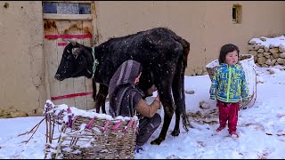 Village Lifestyle of Afghanistan  Snow Day HOT Food [upl. by Nonac862]