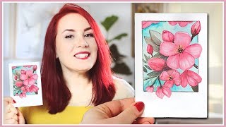 How to Paint Cherry Blossoms Inspired Flowers with Watercolors Spring Painting Ideas [upl. by Ahseram]