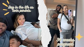 Day in the life as twin parents  34 weeks pregnant [upl. by Selokcin985]