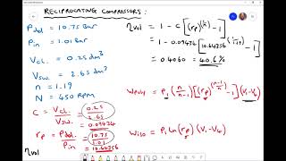 Reciprocating Compressor Work and Efficiency Calculations [upl. by Selin]