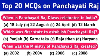 Most Important Questions on Panchayati Raj with Answers indianpolity gk panchayat [upl. by Ellohcin]