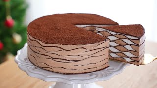 NoOven  새해에는 아름답고 맛있는 초코 케이크 만들어요 🍫 Chocolate Crepe Cake  Cup measure [upl. by Seadon]