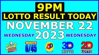 9pm Lotto Result Today November 22 2023 Wednesday [upl. by Delija717]