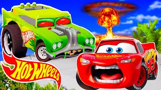 Big amp SmallMcQueen and Mater VS HotWheels JackHammer ZOMBIE Trailer cars in BeamNGdrive [upl. by Samot]