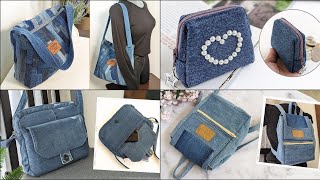 4 Old Jeans Ideas  DIY Denim Bags and Purse  Compilation  Bag Tutorial  Upcycle Crafts [upl. by Rednazxela]