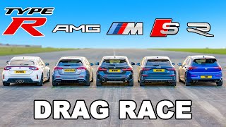 New Civic Type R v M135i v A35 v S3 v Golf R DRAG RACE [upl. by Innis]