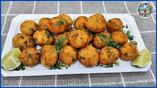 BOLINHO DE BACALHAU QUE É UM DOS PETISCOS MAIS PROCURADOS DOS BARES E BOTECOS [upl. by Seadon577]