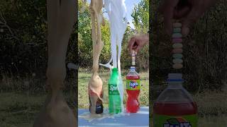 The Power of Mentos Three Drinks Three Big Shots experiment coke [upl. by Nimesay]