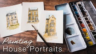 Watercolour and Pen  Painting House Portraits [upl. by Alexei]