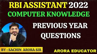 RBI Assistant 2022 Previous Year Questions  RBI Assistant Computer Knowledge Questions  Sachin Sir [upl. by Bertram]