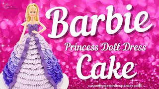 How to Make a BARBIE CAKE Princess Doll Dress Cakes Tutorial Buttercream Piping Dress Fondant Top [upl. by Hazel]