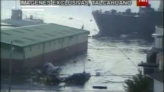 Tsunami hits Talcahuano Navy Base in Talcahuano Biobío Chile [upl. by Mcgregor]