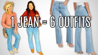 How to Style Bootcut Jeans for Women Over 40  1 Jean 6 Ways [upl. by Antonia868]