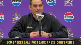 ECU Basketball Coach Mike Schwartz postgame after the buzzer beater win over Kennesaw State [upl. by Akinas]